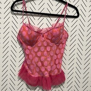 Victoria Secret Sexy Little Things Light Pink Lace Polkadot Corset 36C
